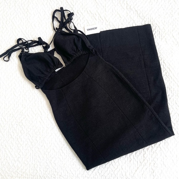 JACQUEMUS La Robe Pila Black Midi Dress Size: 36 - Picture 11 of 15